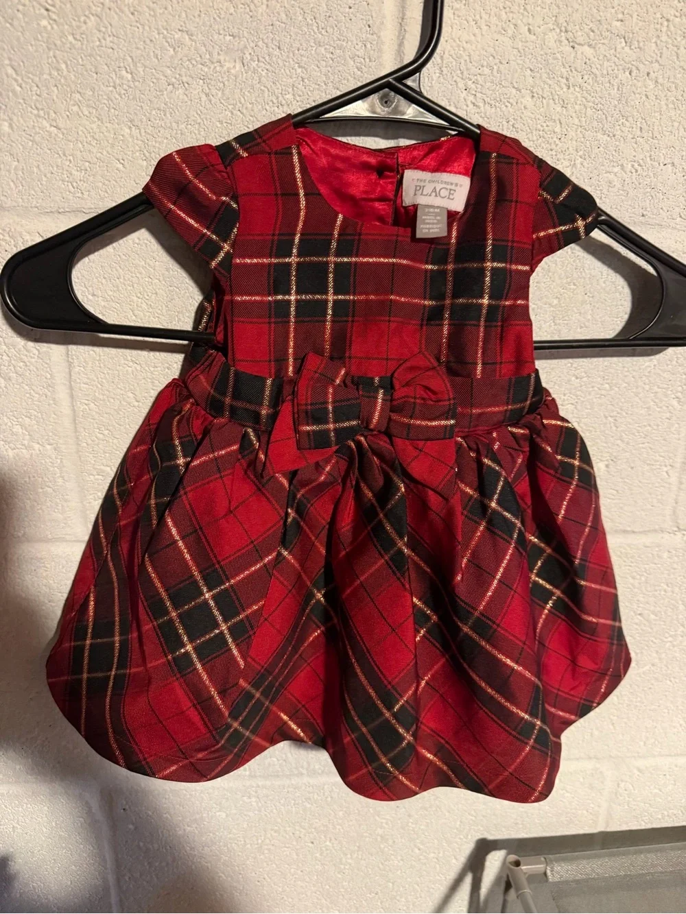 The Children's Place Red Plaid Bow Holiday Dress
